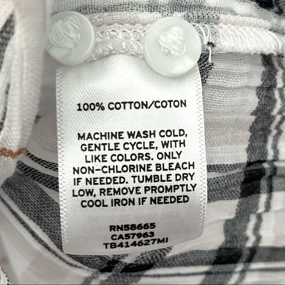 NEW TREASURE & BOND Nordstrom Semi Sheer Boyfriend Fit White Renee Plaid Shirt - Picture 9 of 9